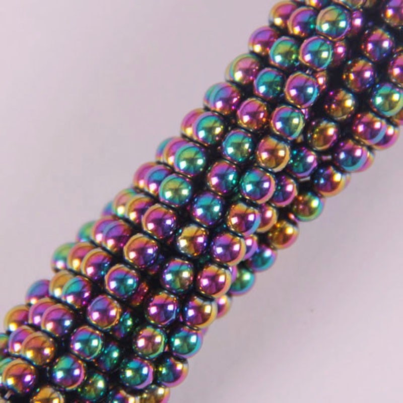 4mm motley magnetic hematite - round loose beads - 16 inch strand for jewellery makingBalls