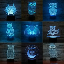 3D owl - LED night lamp - USB - touch control / remote controlLights & lighting