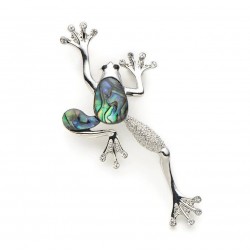 Crystal frog - with shell - vintage broochBrooches