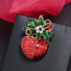 Red flower / apple - crystal broochBrooches