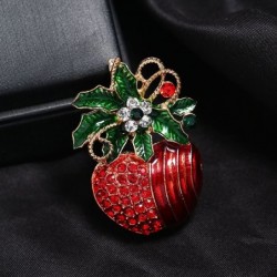 Red flower / apple - crystal broochBrooches