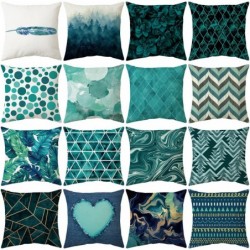 Cushion cover - teal blue color - polyester - 45 * 45 cmCushion covers