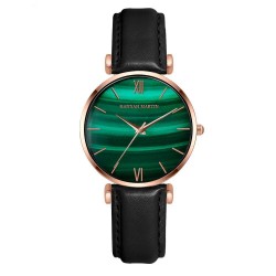 Luxurious watch with a green stone - stainless steel / leatherWatches