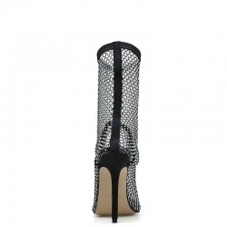 Sexy high-heeled mesh boots - transparent half-calf bootsPumps