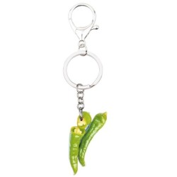 Metal keyring - with acrylic green peppers