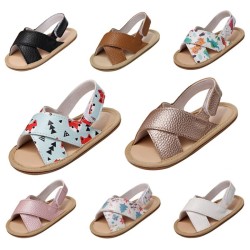 Fashionable leather sandals - for girls / boys - crossed strap