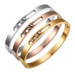 Elegant bracelet - with sliding rhinestones - stainless steel