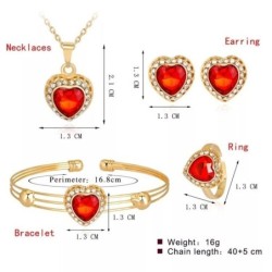 Elegant heart shaped jewellery set - with crystals - necklace / bracelet - earrings - ringJewellery Sets
