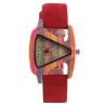 Trendy wooden watch - colorful triangle shaped - leather strapWatches