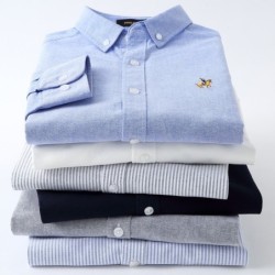 Classic long sleeve cotton shirt - plain / stripes - embroidery logoT-shirts