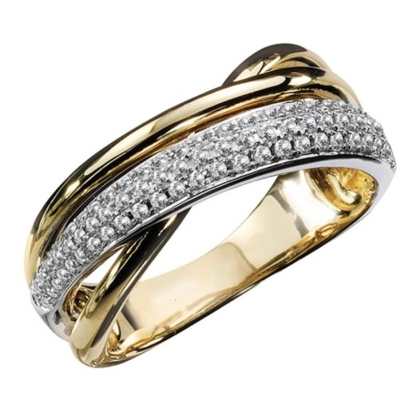 Two tone gold ring - with white zirconiaRings