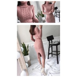 Knitted winter dress - with turtleneckDresses