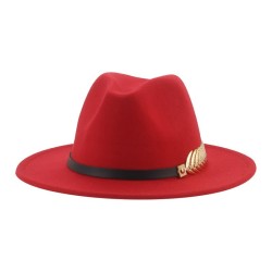 Elegant felt hat - with a decorative belt / golden leafHats & Caps