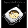 CHENXI - automatic square watch - hollow-carved design - leather strap - silver / blackWatches