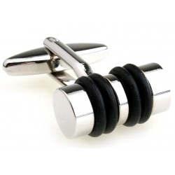 Cylinder shape cufflinks - with leatherCufflinks