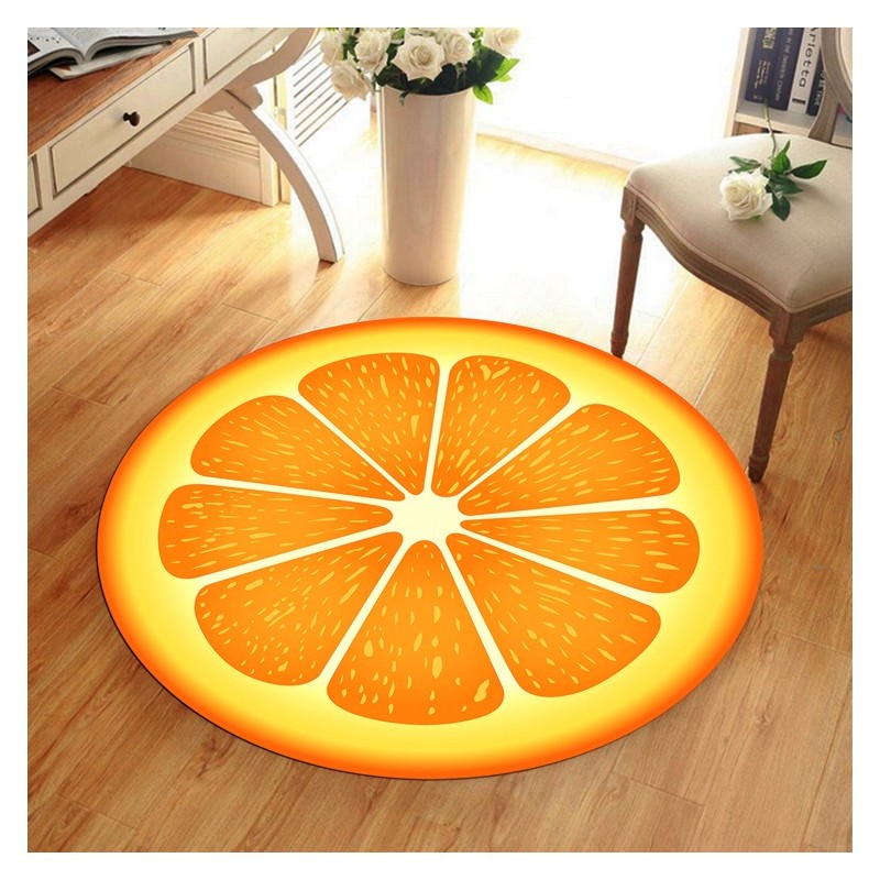 Decorative round carpet - fruit pattern - orangeCarpets