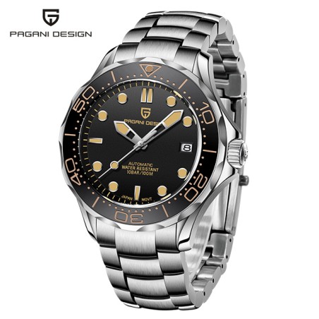 PAGANI DESIGN - fashion automatic watch - stainless steel - blackWatches