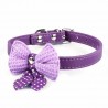 Leather collar with a knitted bowknot - for dogs / catsCollars & Leads