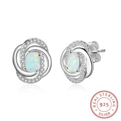 Twisted knot earrings - with opal / crystalsEarrings