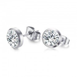 Classic small earrings - with a round white crystalEarrings