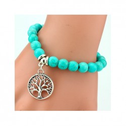 Vintage bracelet - turquoise beads / alloy pendantBracelets