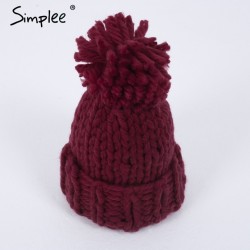 Knitted Wool Hat Cap With TasselHats & Caps