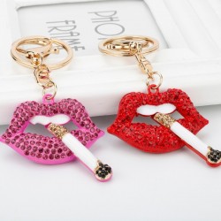 Crystal lips with a cigarette - keyringKeyrings