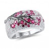 Rose flowers - luxury silver ring with cubic zirconiaRings