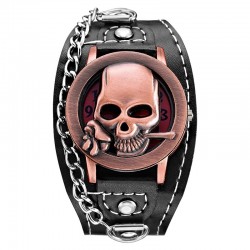 Quartz watch with skull - leather strap - unisexWatches